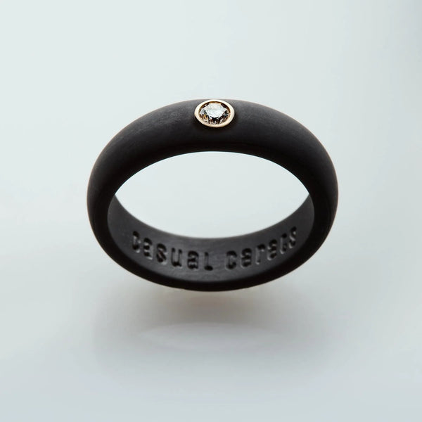 Casual Carats Classic Black Silicone and Diamond Band