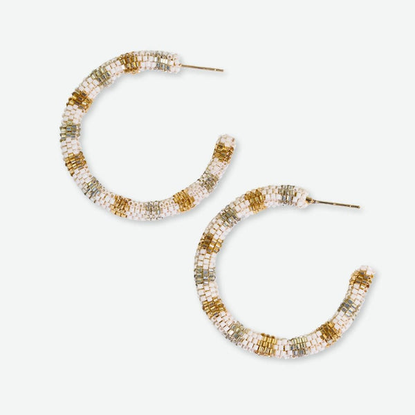 Ink + Alloy Zoey Small Even Striped Hoop Earring in St. Moritz