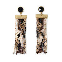 Ink + Alloy Lilah Stone Post with Fringe Earring in Black/White