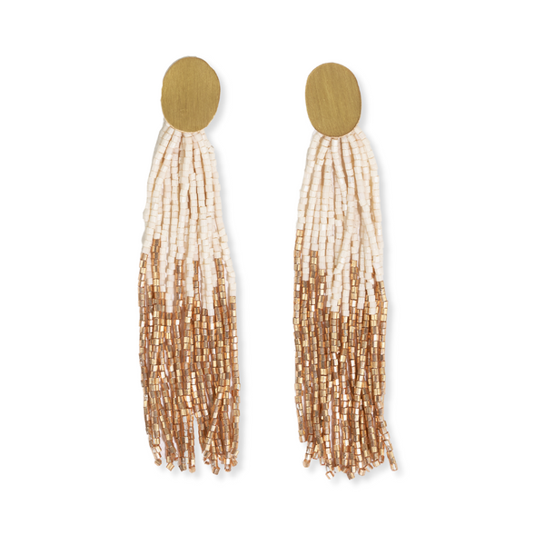 Ink + Alloy Mae Two Color Fringe Earring Ivory/Gold