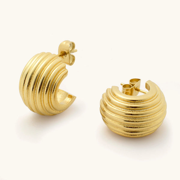 D. Louise Ribbed Dome Hoop Earring