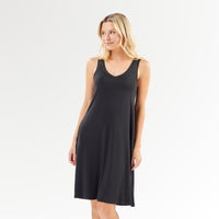 Faceplant Dreams Bamboo V-Neck Nightgown in Black