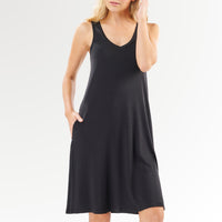 Faceplant Dreams Bamboo V-Neck Nightgown in Black