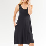 Faceplant Dreams Bamboo V-Neck Nightgown in Black