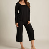 Faceplant Dreams Bamboo Wide Leg Capri in Black