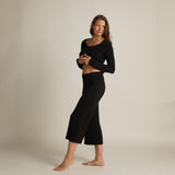 Faceplant Dreams Bamboo Wide Leg Capri in Black