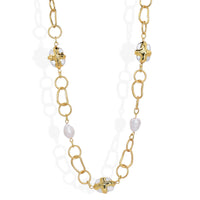 Karine Sultan Organic Link and Wrapped Pearl Accent Necklace