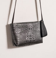 Daniella Lehavi Vega Clutch/Wristlet/Crossbody Bag in Pewter Crocco