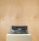 Daniella Lehavi Alexa Chain Clutch in Pewter Croco