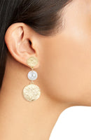 Karine Sultan Pearl and Disk Drop Earrings
