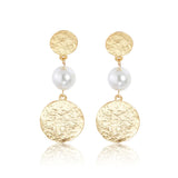 Karine Sultan Pearl and Disk Drop Earrings