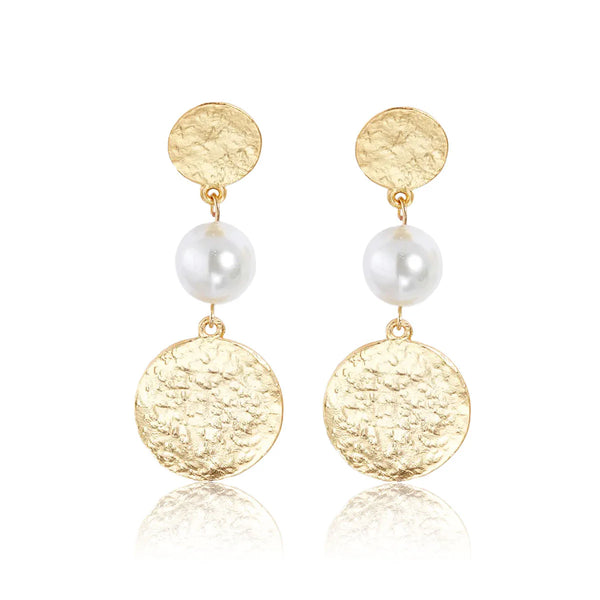 Karine Sultan Pearl and Disk Drop Earrings