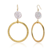 Karine Sultan Open Circle and Pearl Coin Earring