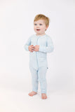 Goosies Long Sleeve Zip PJ - Gingham in Cottage Blue