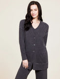 Barefoot Dreams CozyChic Ultra Lite® Contrast Stitch Cardigan in Carbon-Pearl