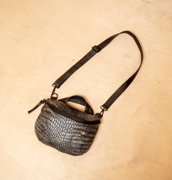 Daniella Lehavi Mia Crossbody Handbag in Pewter Croco