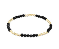 enewton Blissful Pattern 2.5mm Gold Bead Bracelet with Faceted Black Onyx