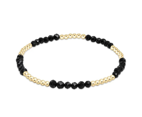 enewton Blissful Pattern 2.5mm Gold Bead Bracelet with Faceted Black Onyx