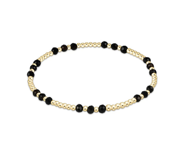 enewton Gemstone Gold Joy Pattern 3mm Bead Bracelet - Faceted Black Onyx