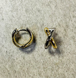 Iishii Designs Two-Tone "X" Huggie Hoop Earring