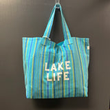 Quilted Koala Stripe Beach/Lake/Weekend Tote in Blue Multi