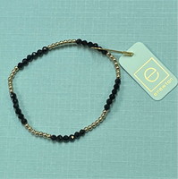 enewton Blissful Pattern 2.5mm Gold Bead Bracelet with Faceted Black Onyx