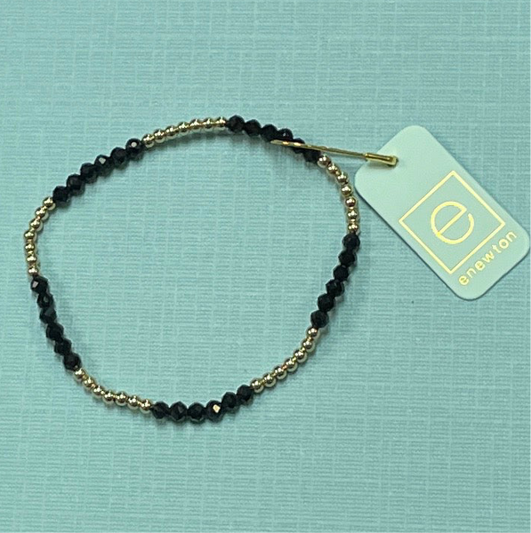 enewton Blissful Pattern 2.5mm Gold Bead Bracelet with Faceted Black Onyx