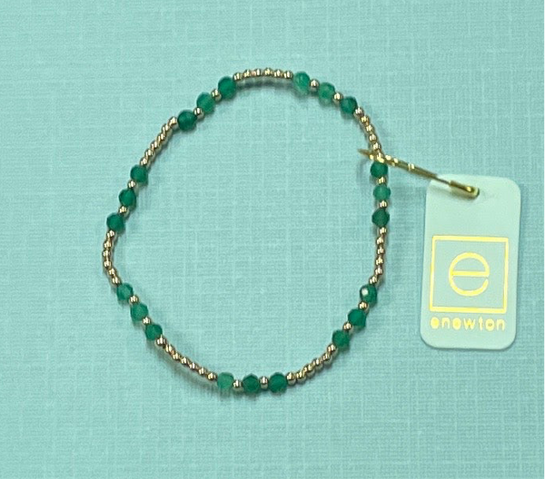 enewton Gemstone Gold Joy Pattern 3mm Bead Bracelet - Faceted Green Onyx