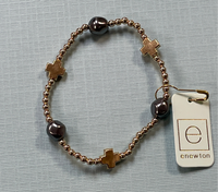Enewton Signature Cross Admire Gold Pattern 3mm Bead Bracelet - Pearl Dark Grey