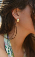Anabel Aram Feather Small Pave Hoop Earrings