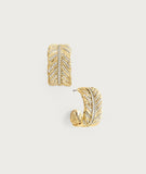 Anabel Aram Feather Small Pave Hoop Earrings