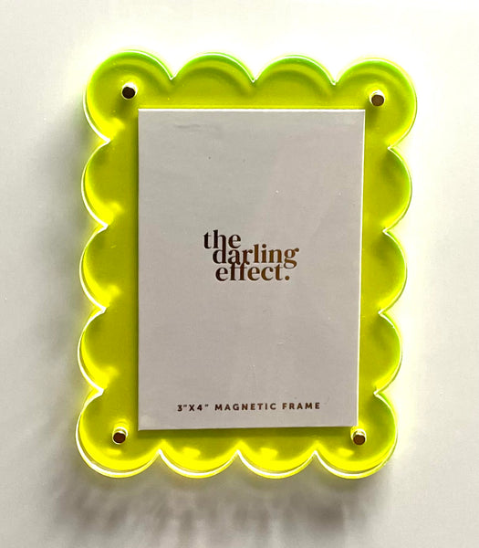 The Darling Effect Mini Magnet Scalloped Acrylic Frame - Neon Yellow