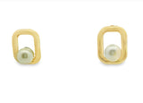 Elizabeth and Rose Pearl and 18K Gold Filled Box Earring