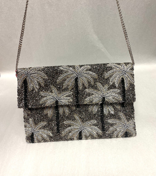 Tiana Designs Beaded Metallic Palm Tree Handbag