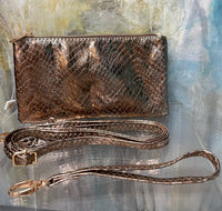 Caroline Hill Liz Crossbody Bag in Metallic Bronze Skin