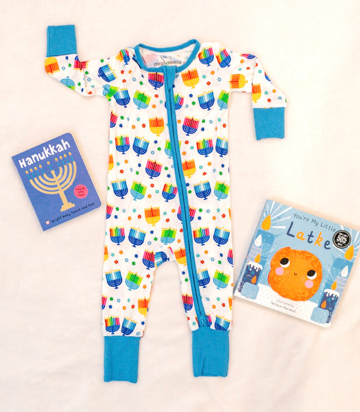 Margo Rebecca Zippered One Piece Pajama in Hanukkah Nights
