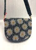 Tiana Designs Beaded Half-Moon Metallic Ink Daisey Handbag