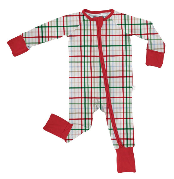 Goosies Long Sleeve Zip PJ in Festive Plaid