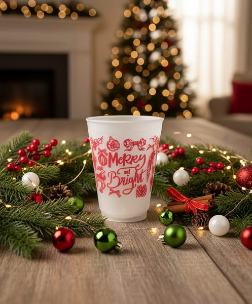 16 oz. Frost Flex Cup - Merry and Bright in Pink Toile