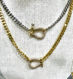 iishii Designs Pave Carabiner and Chain Necklace