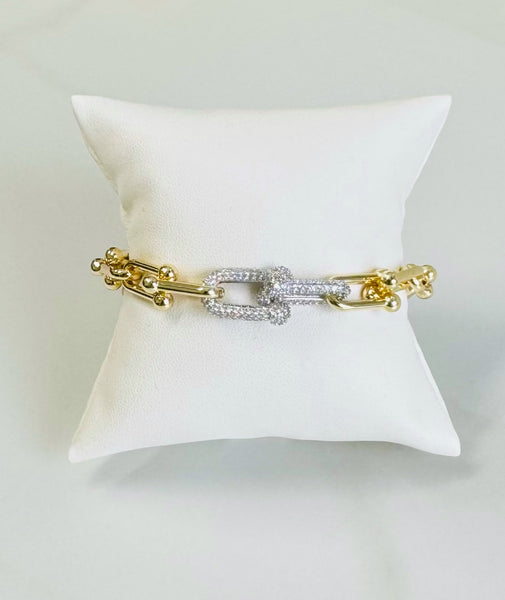 Iishii Designs Updated Chain with Pave Links Bracelet
