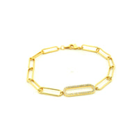Elizabeth and Rose Delicate CZ Accent Paperclip Link Bracelet