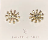 Shiver + Duke Lilie Crystal Flower Stud Earrings