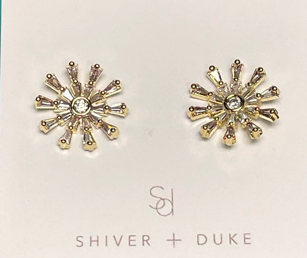 Shiver + Duke Lilie Crystal Flower Stud Earrings