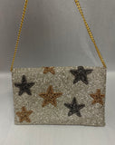 Tiana Designs Beaded Star Clutch in Metallic Mix