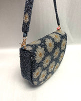Tiana Designs Beaded Half-Moon Metallic Ink Daisey Handbag