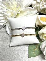 Iishii Designs Beaded Stretch and Pave Heart Bracelet