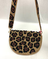 Tiana Designs Beaded Half-Moon Metallic Cheetah Handbag