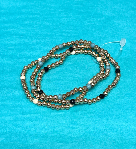 Persuasion 3 Row Stone and Bead Stretch Bracelet