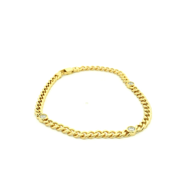 Elizabeth and Rose CZ Accent 18K Gold Filled Cuban Bracelet